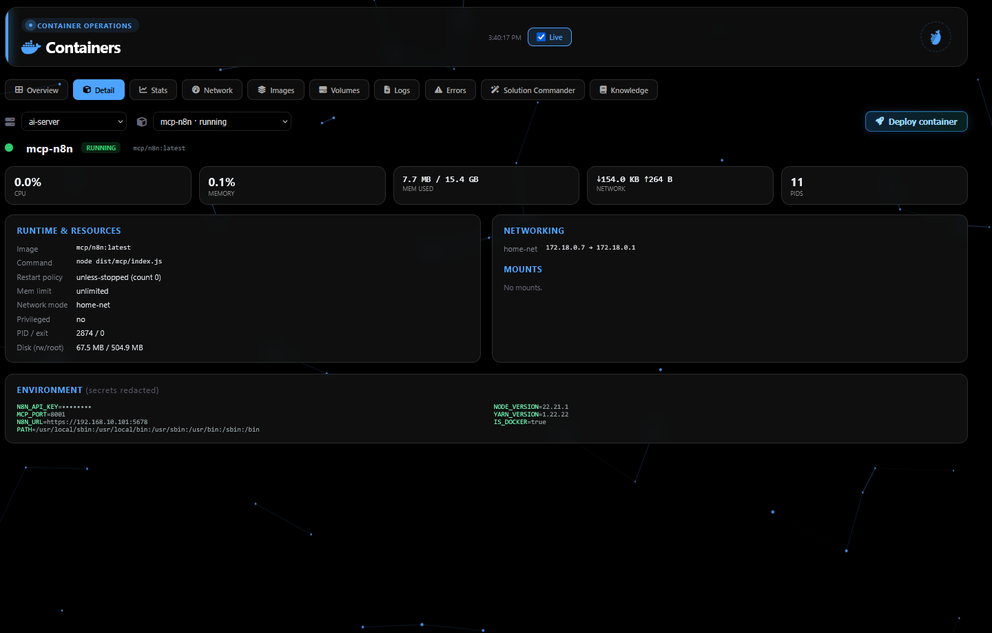 Containers screenshot