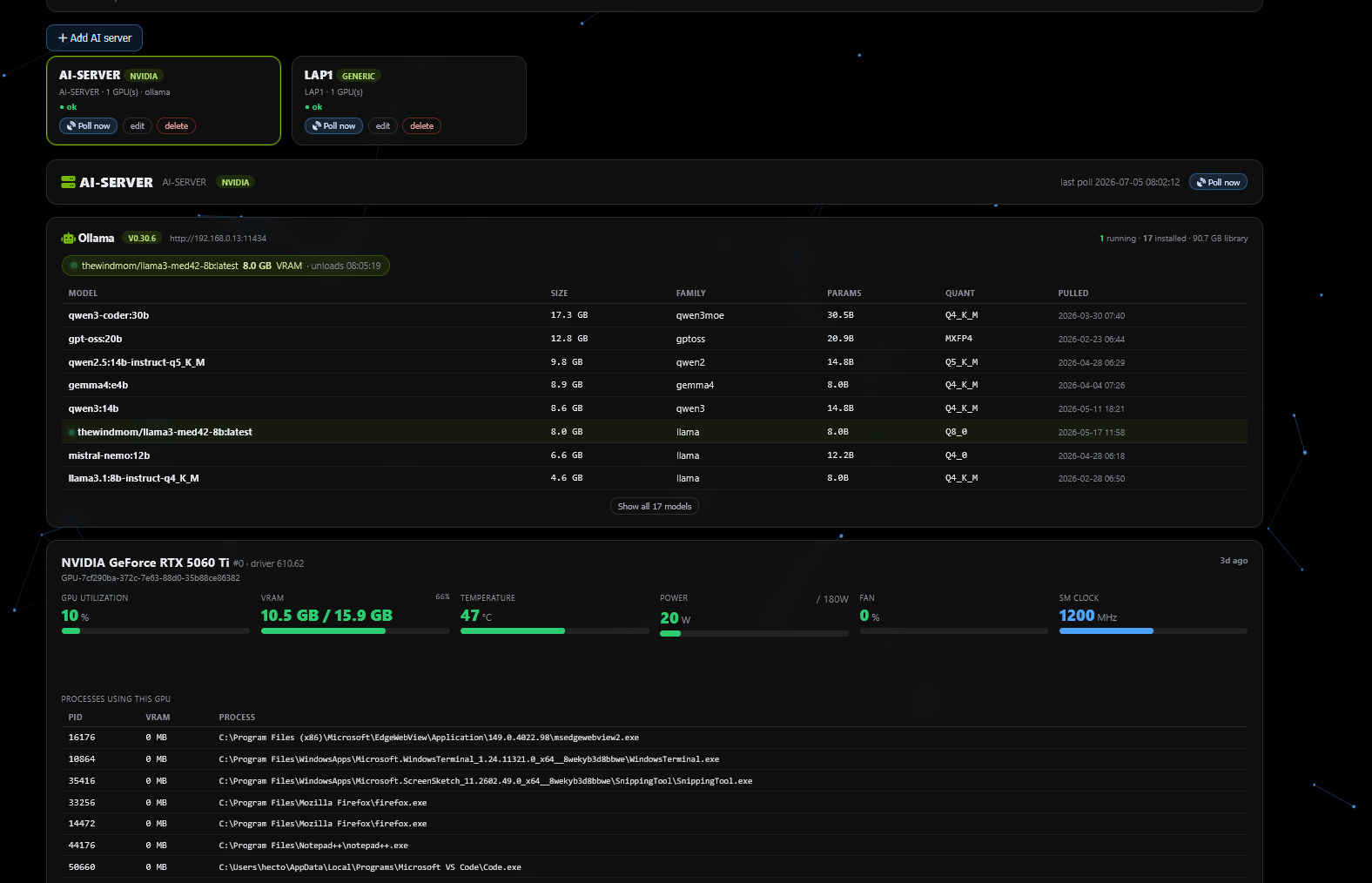 AI / GPU Monitor screenshot