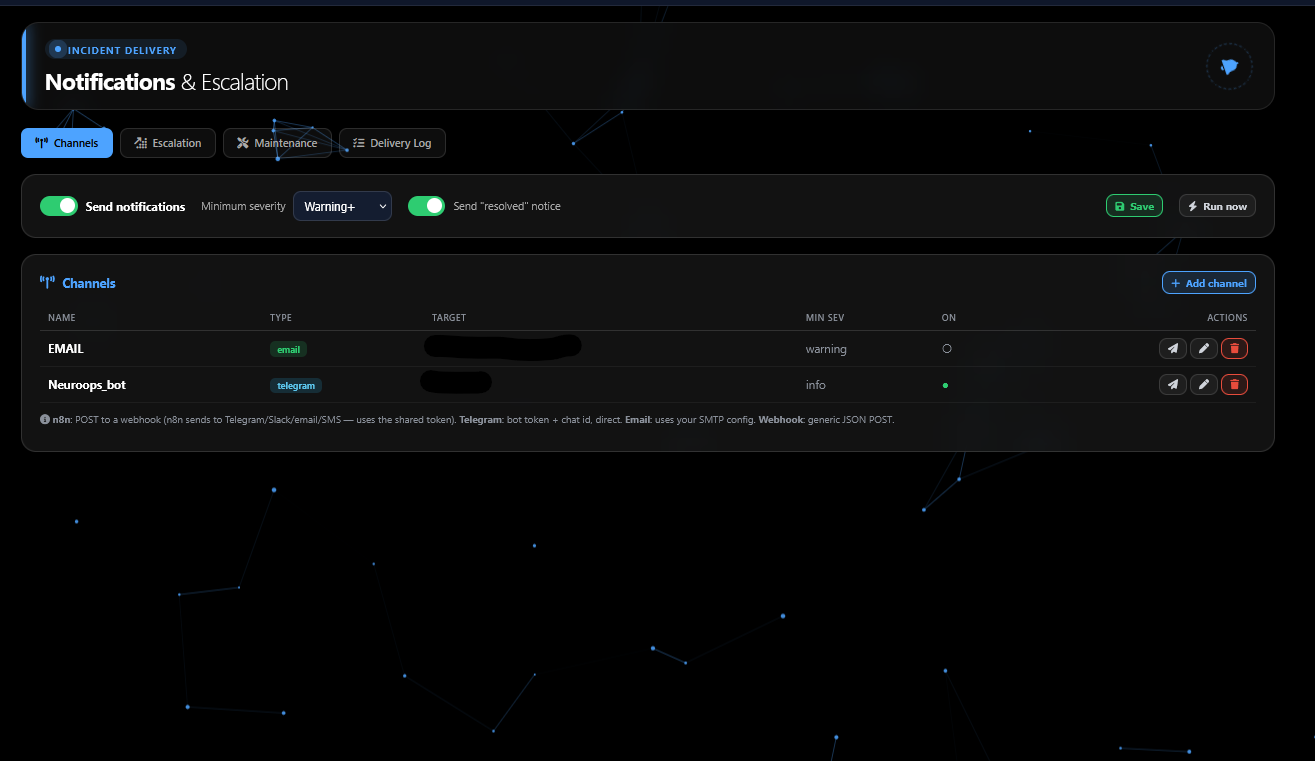 Notifications &amp; Maintenance screenshot